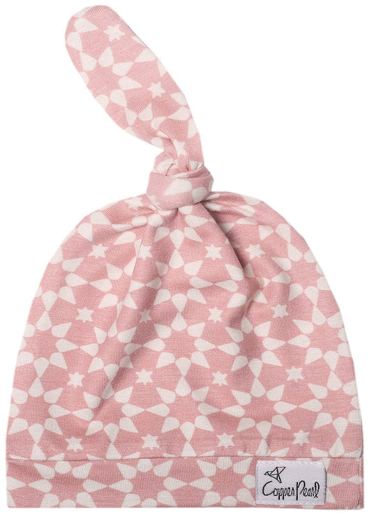 Copper Pearl Newborn Top Knot Hat - Star