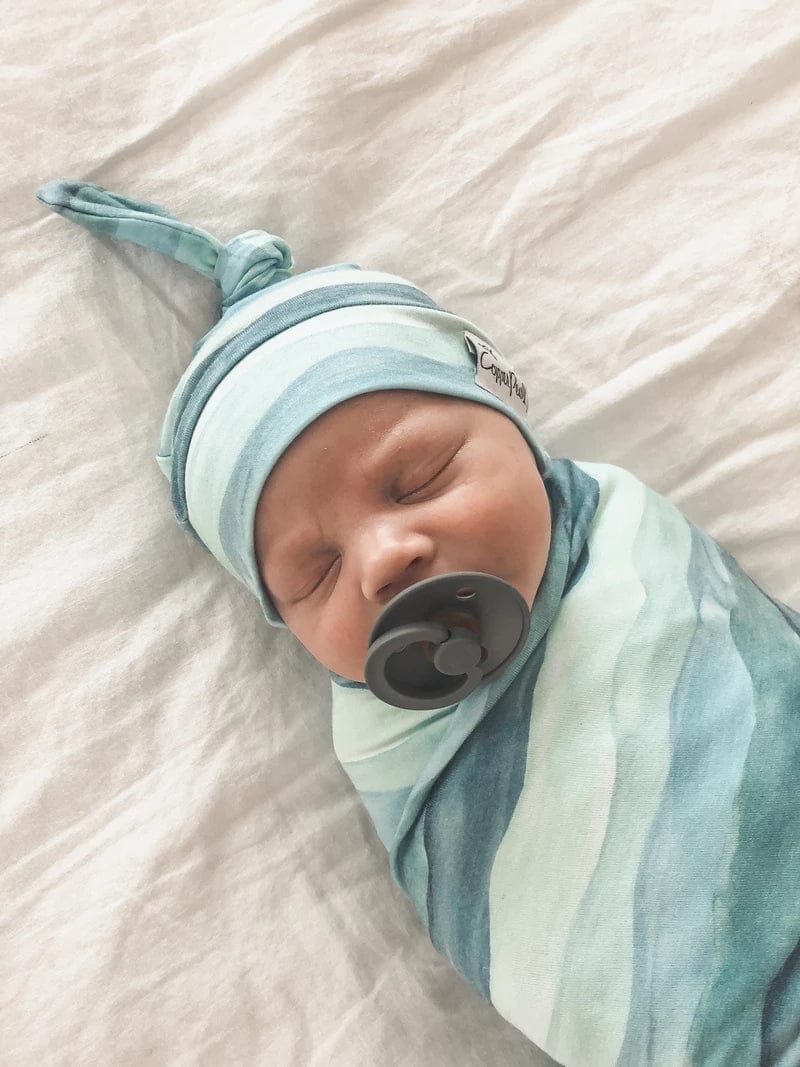 Copper Pearl Newborn Top Knot Hat - Waves - X0023865PH