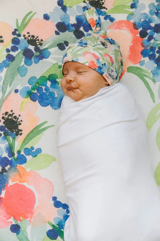 Copper Pearl Newborn Top Knot Hat - Wren - X0023C1STB
