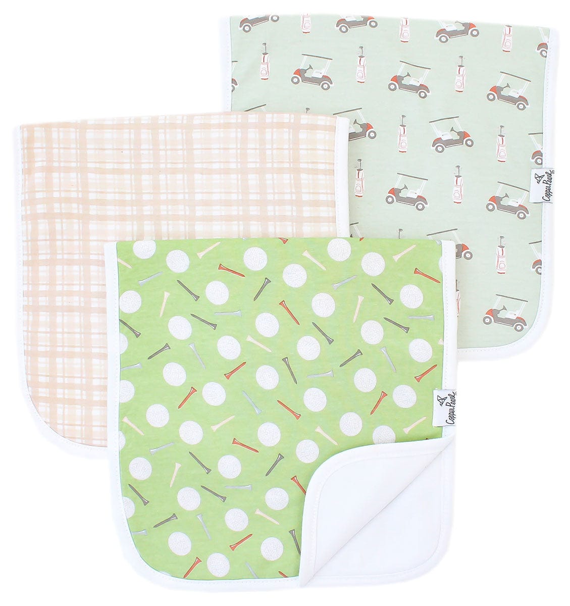 Copper Pearl Premium Burp Cloths, 3 Pack - Bogey - X003H60IUH