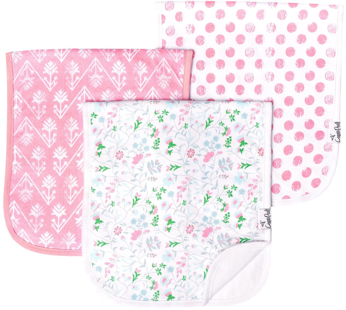 Copper Pearl Premium Burp Cloths, 3 Pack - Claire - X001DES2NP