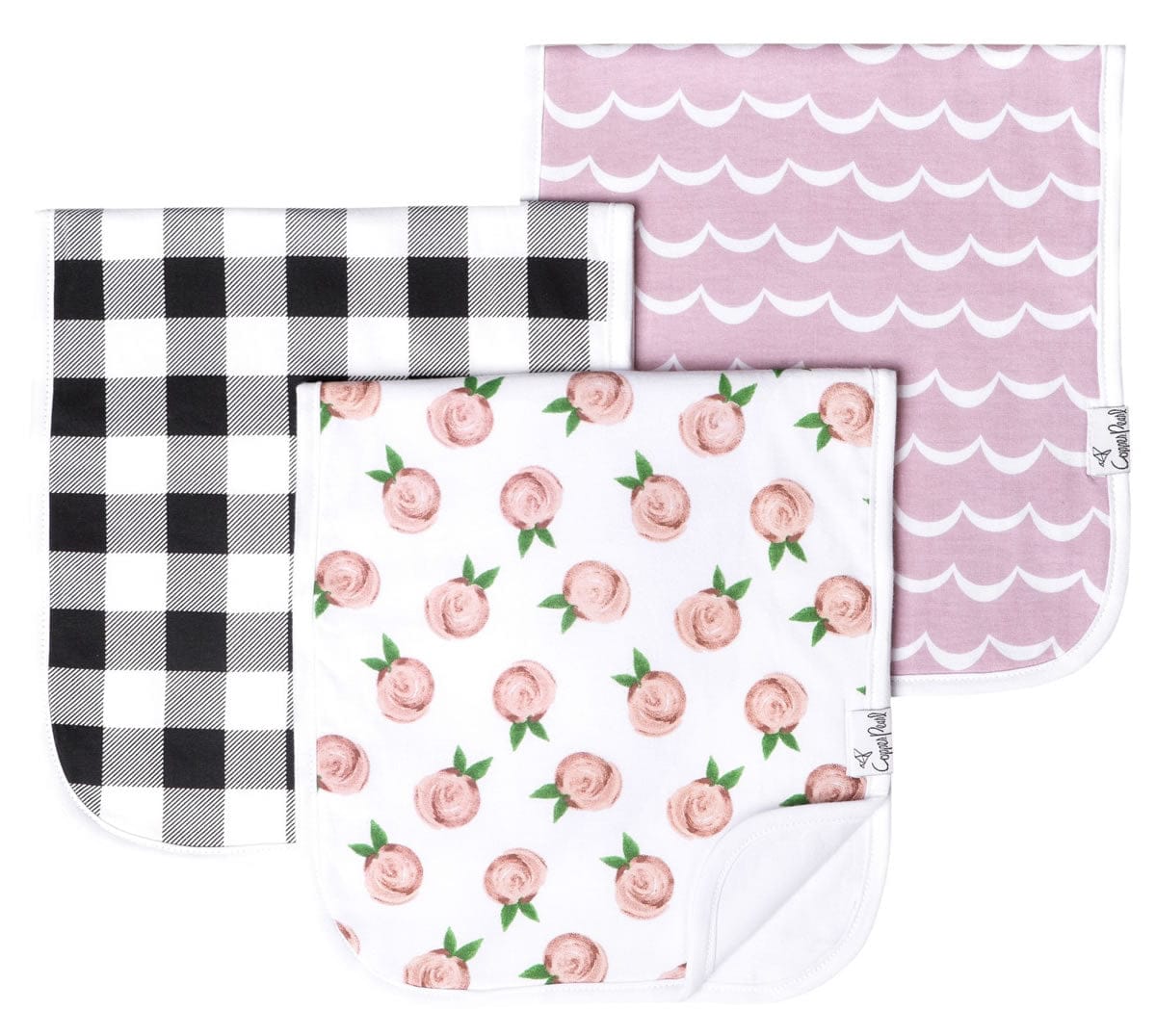 Copper Pearl Premium Burp Cloths, 3 Pack - Rosie - X001DF02KZ