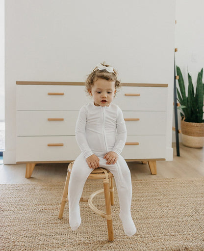 Copper Pearl Zip-up Footie - Dove (3-6M) - X003QEOWCP