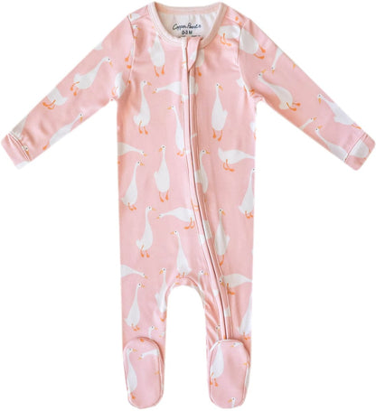 Copper Pearl Zip-up Footie - Goosie (3-6M) - X003ZY14T5