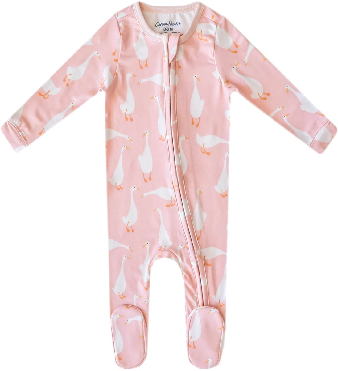 Copper Pearl Zip-up Footie - Goosie (6-12M) - X003ZY3SEJ