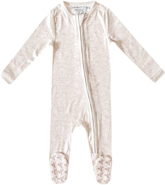 Copper Pearl Zip-up Footie - Oat (12-18M) - X003QERISZ