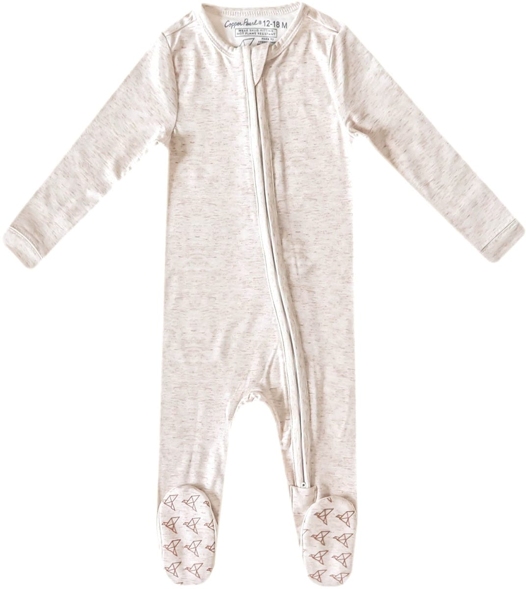 Copper Pearl Zip-up Footie - Oat (3-6M) - X003QEOYK5