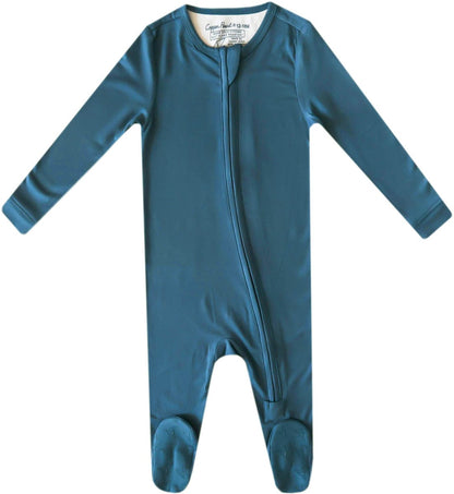 Copper Pearl Zip-up Footie - Steel (0-3M) - X003QELBDD