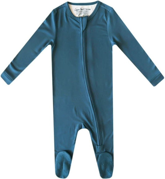 Copper Pearl Zip-up Footie - Steel (12-18M) - X003QELBGZ