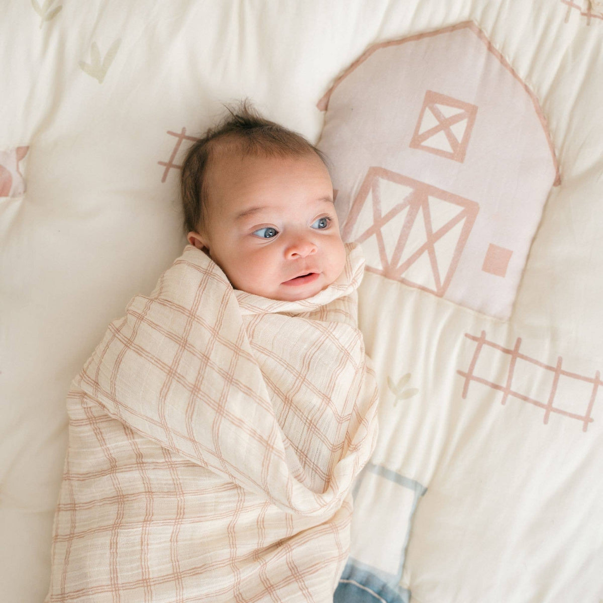 Crane Baby Charlie 2-Pc. Farmhouse Goose/Check Swaddle Set - Image 5