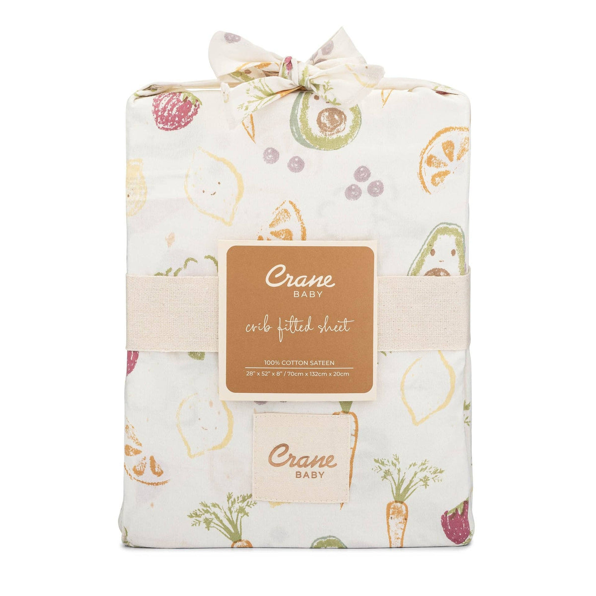 Crane Baby Clementine Fruits & Veggies Cotton Fitted Crib Sheet