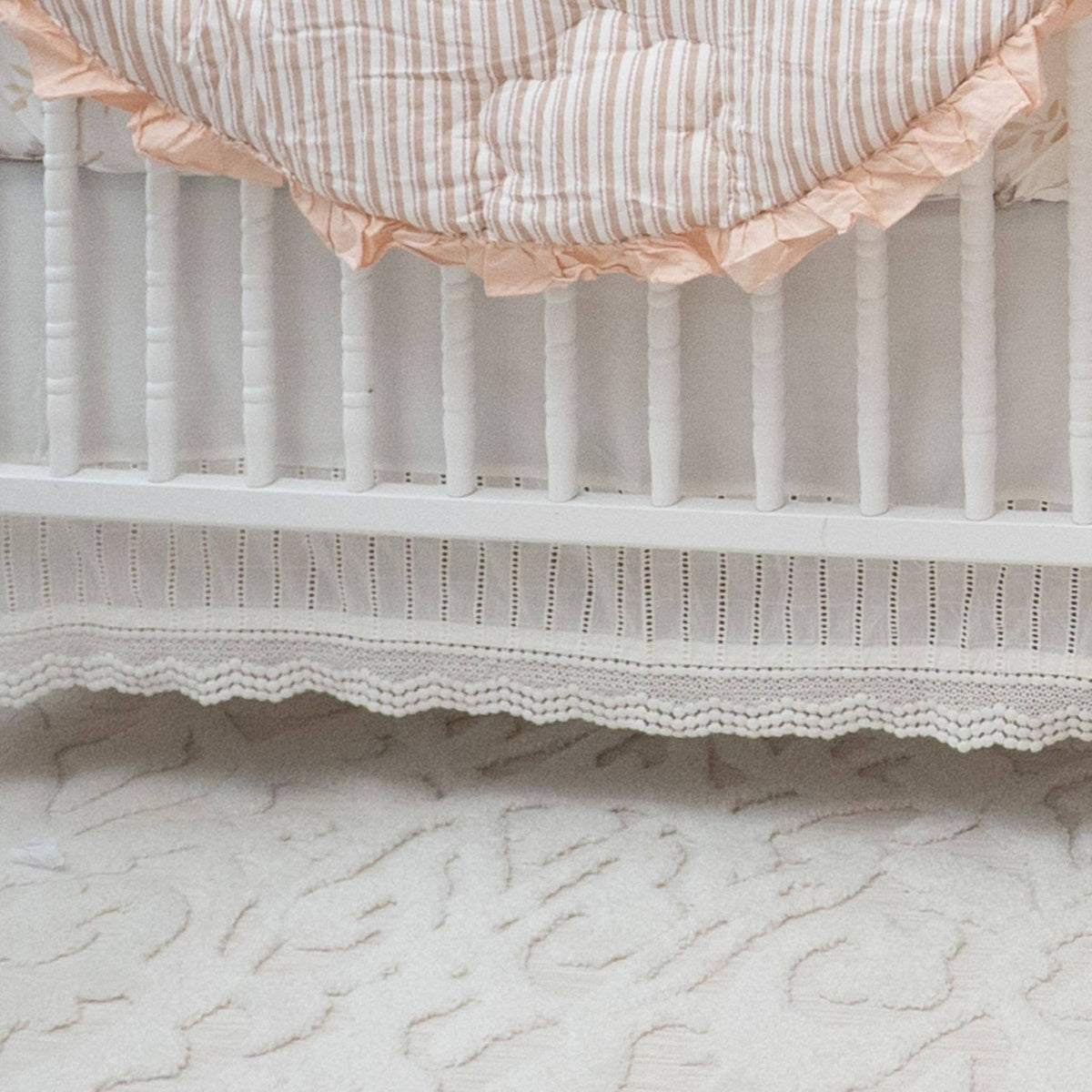Crane Baby Off-White Lace Scallop Crib Skirt - Image 4