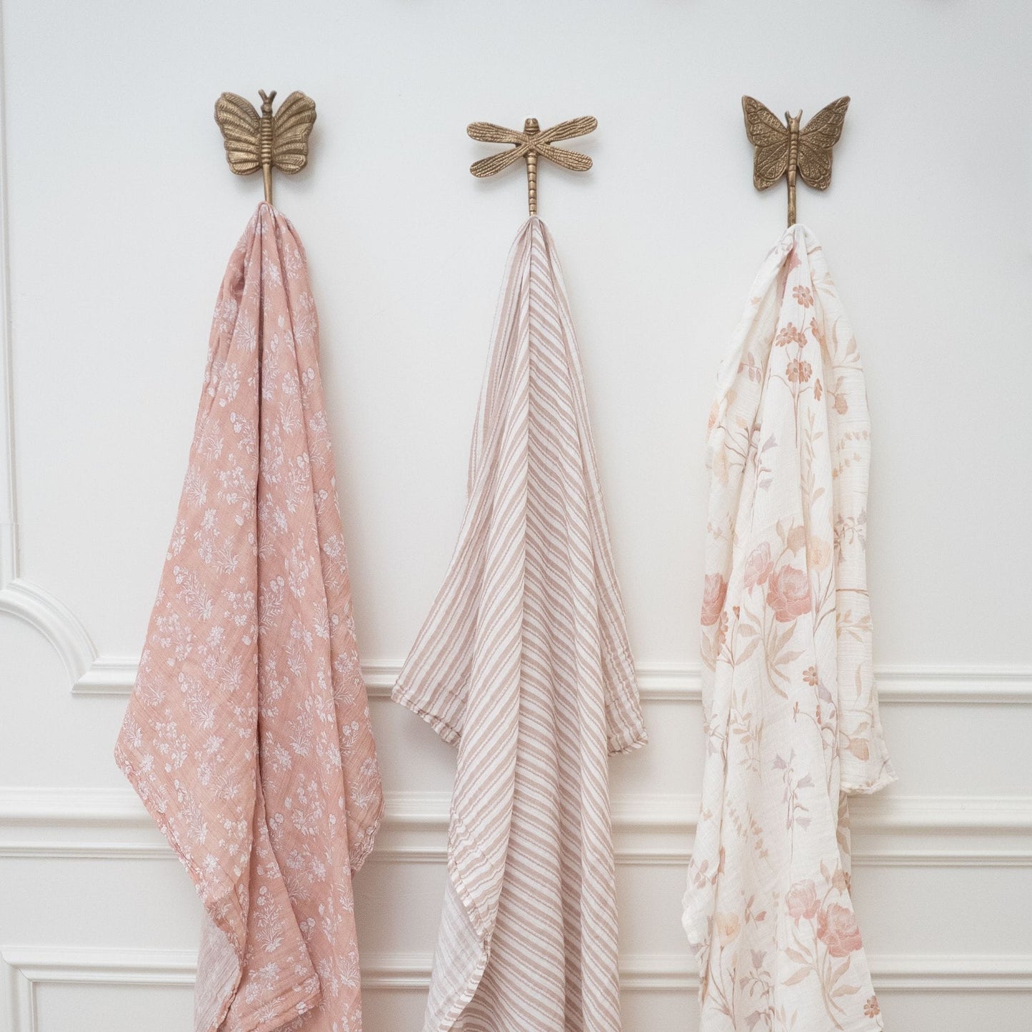 Crane Baby Violet Floral 100% Cotton Muslin Swaddle Blankets (Set of 3) - BC-200SWS-1