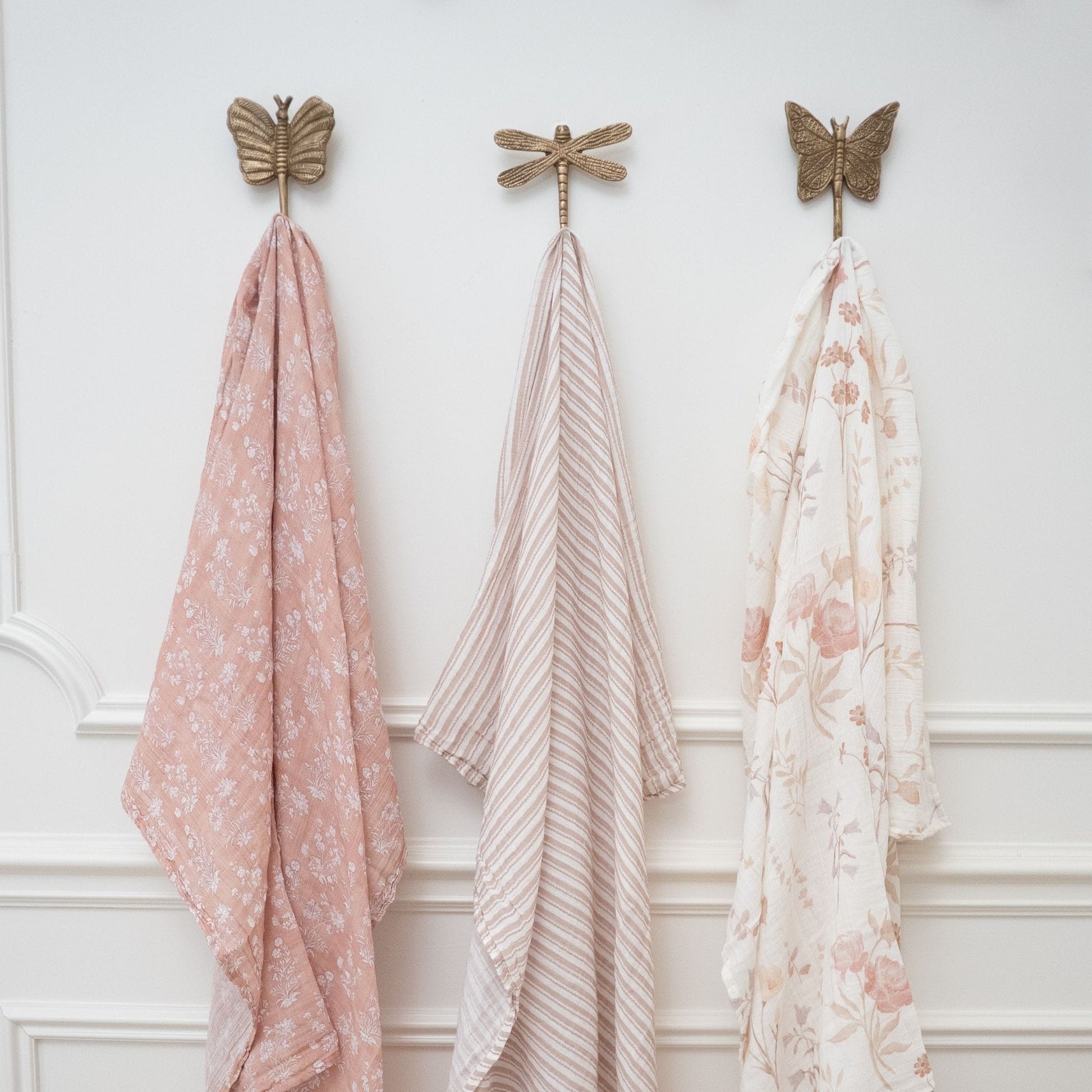 Crane Baby Violet Floral 100% Cotton Muslin Swaddle Blankets (Set of 3) - BC-200SWS-1