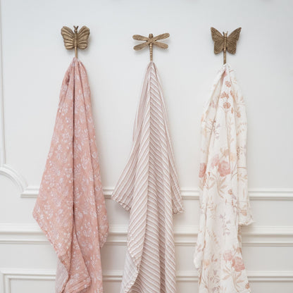 Crane Baby Violet Floral 100% Cotton Muslin Swaddle Blankets (Set of 3) - BC-200SWS-1