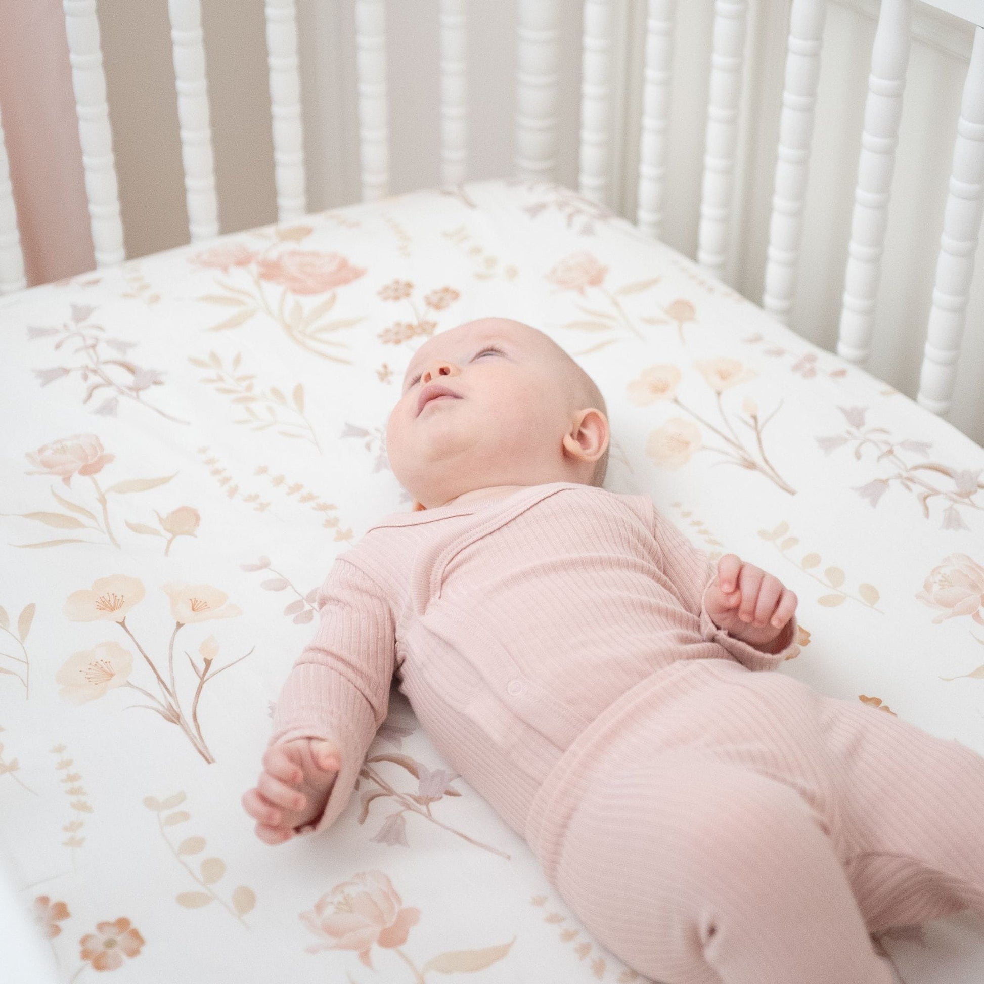 Crane Baby Violet Floral 100% Cotton Sateen Fitted Crib Sheet - BC-200CFS-1