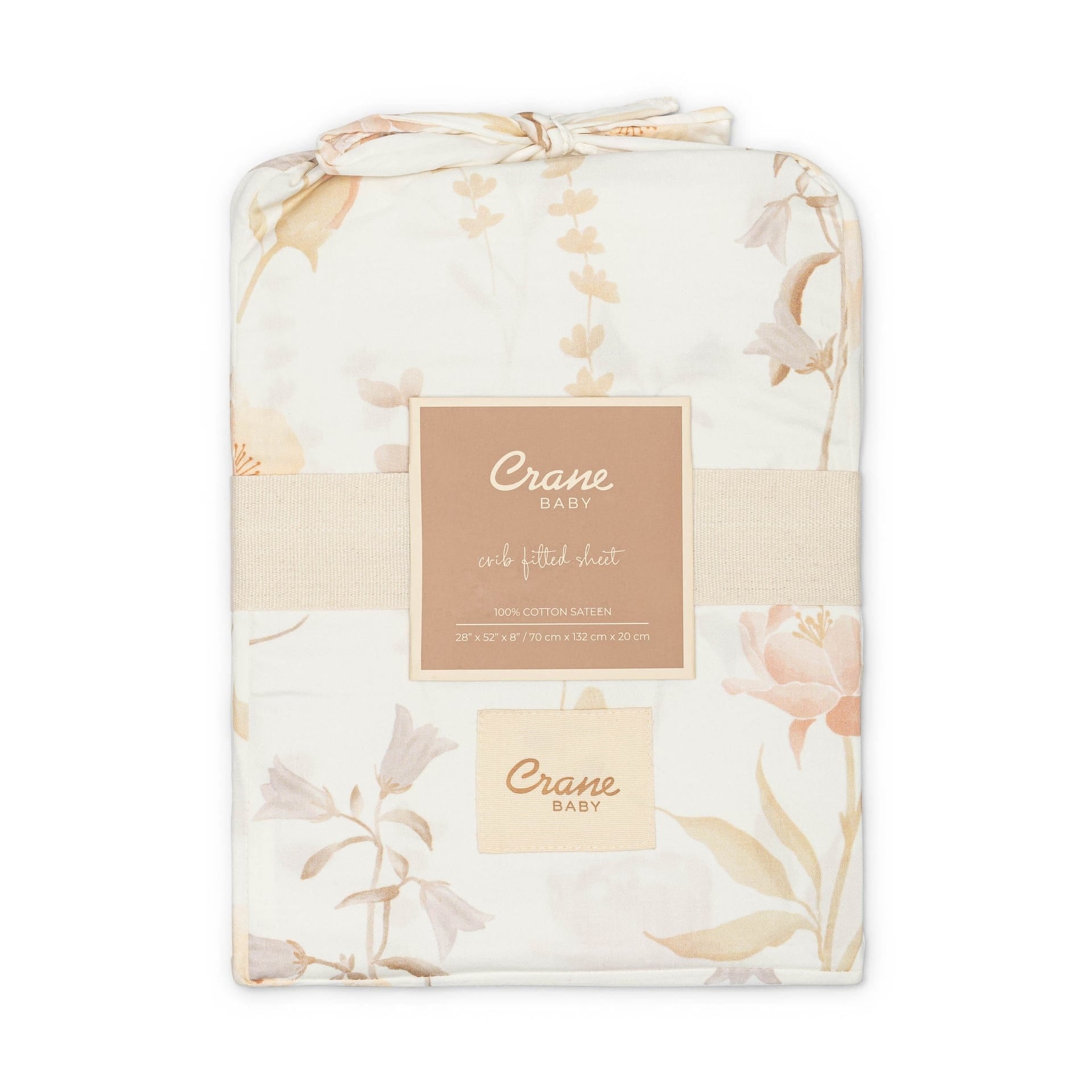 Crane Baby Violet Floral 100% Cotton Sateen Fitted Crib Sheet - BC-200CFS-1