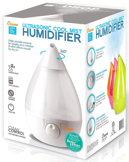 Crane Cool Mist Drop Shape Humidifier - White - EE-5301W