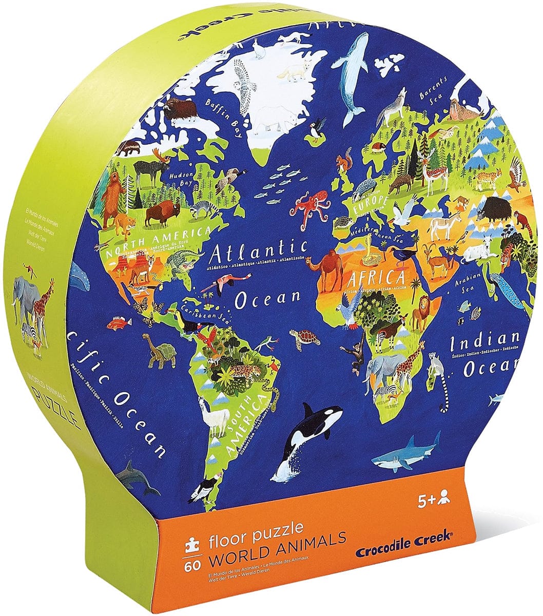 Crocodile Creek Floor Puzzle, 60-Piece - World of Animals - 4074-4