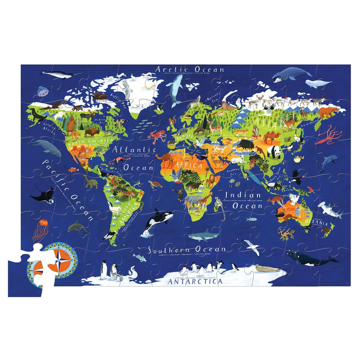 Crocodile Creek Floor Puzzle, 60-Piece - World of Animals - 4074-4