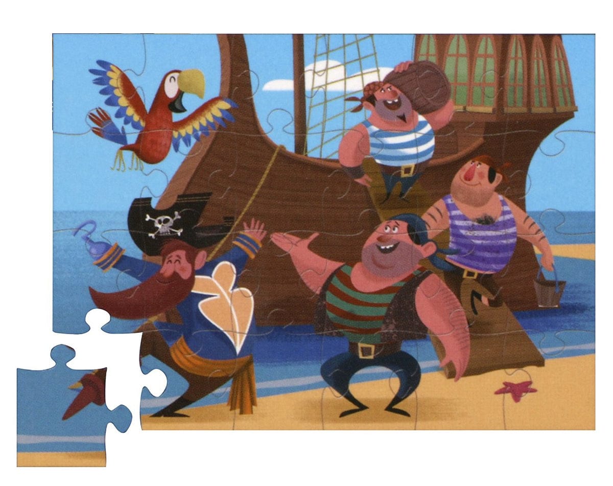 Crocodile Creek Mini Shaped Box Puzzle, 24-Piece - Pirates - 4119-1