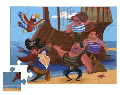 Crocodile Creek Mini Shaped Box Puzzle, 24-Piece - Pirates - 4119-1