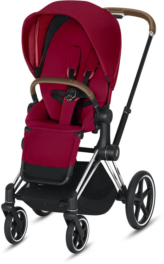 Cybex Priam 3 Complete Stroller - Chrome/Brown/True Red - 519003299-C