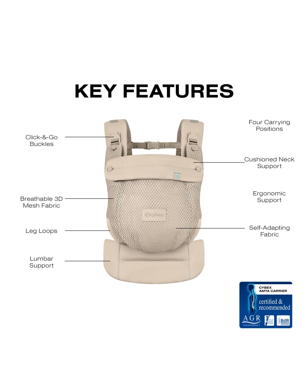 Cybex Amya Baby Carrier - Almond Beige - 526000596