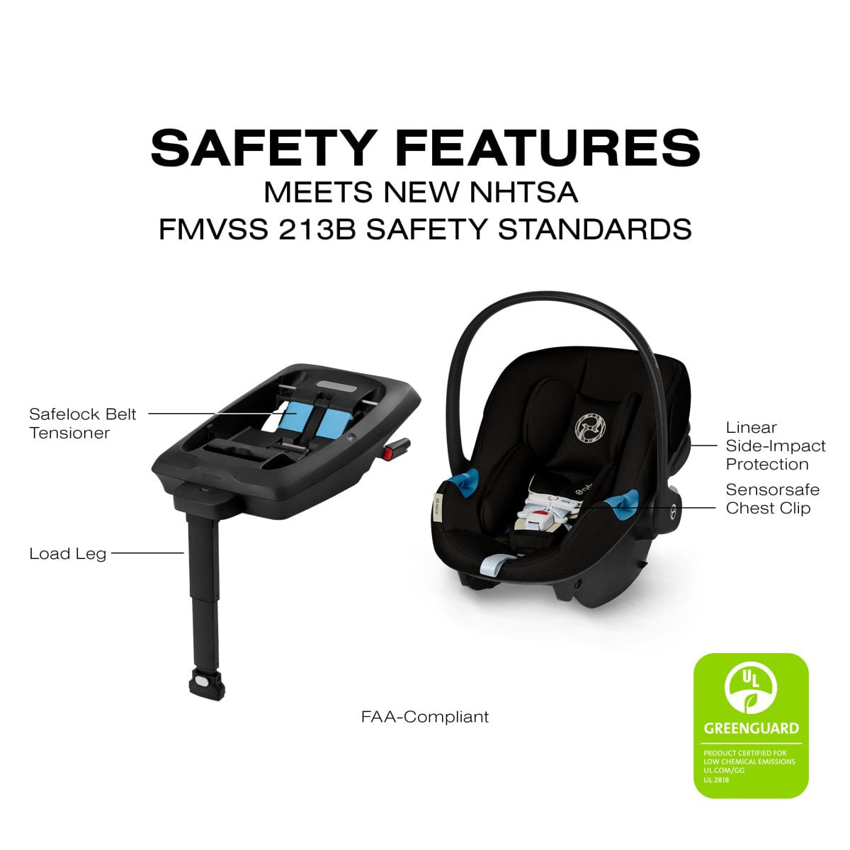 Cybex Aton G2 Infant Car Seat with Load Leg Base - Moon Black - 524002341