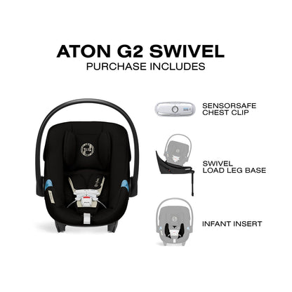 Cybex Aton G2 Swivel Infant Car Seat with Load Leg Base - Moon Black - 524002351