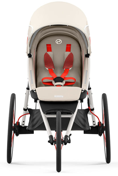 Cybex AVI Jogging Stroller Bundle - Cream/Orange Frame + All Black Seat Pack - 520004343-520004215