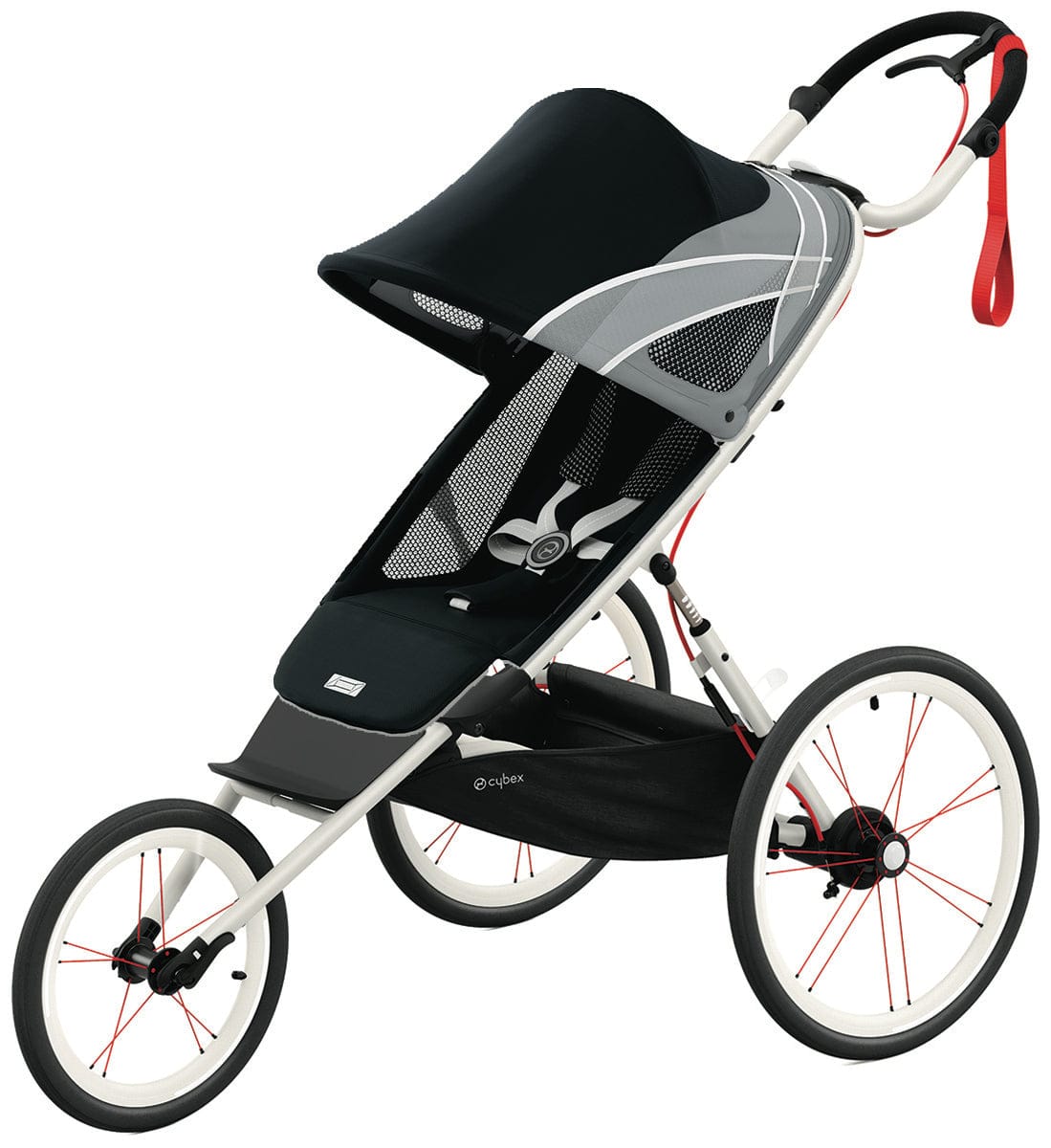 Cybex AVI Jogging Stroller Bundle - Cream/Orange Frame + All Black Seat Pack - 520004343-520004215