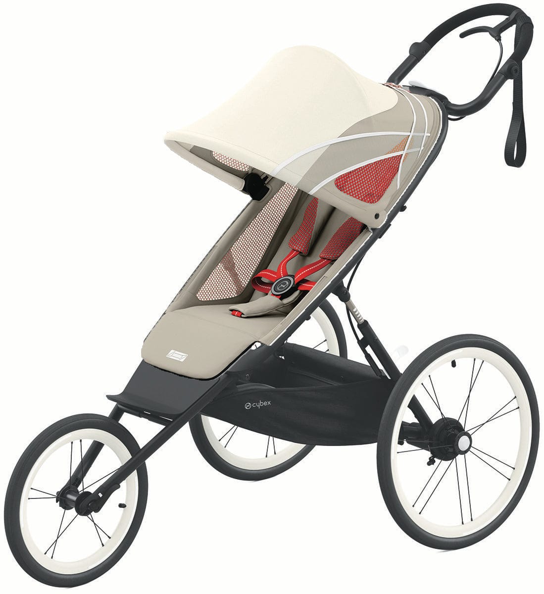Cybex AVI Jogging Stroller Bundle - Black Frame + Bleached Sand Seat Pack - 520004147-520004221