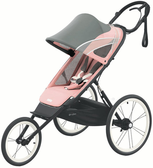 Cybex AVI Jogging Stroller Bundle - Black Frame + Silver Pink Seat Pack - 520004147-520004219