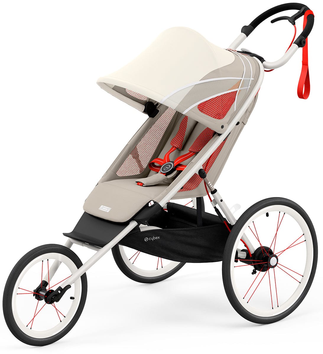 Cybex AVI Jogging Stroller Bundle - Cream/Orange Frame + Bleached Sand Seat Pack - 520004343-520004221