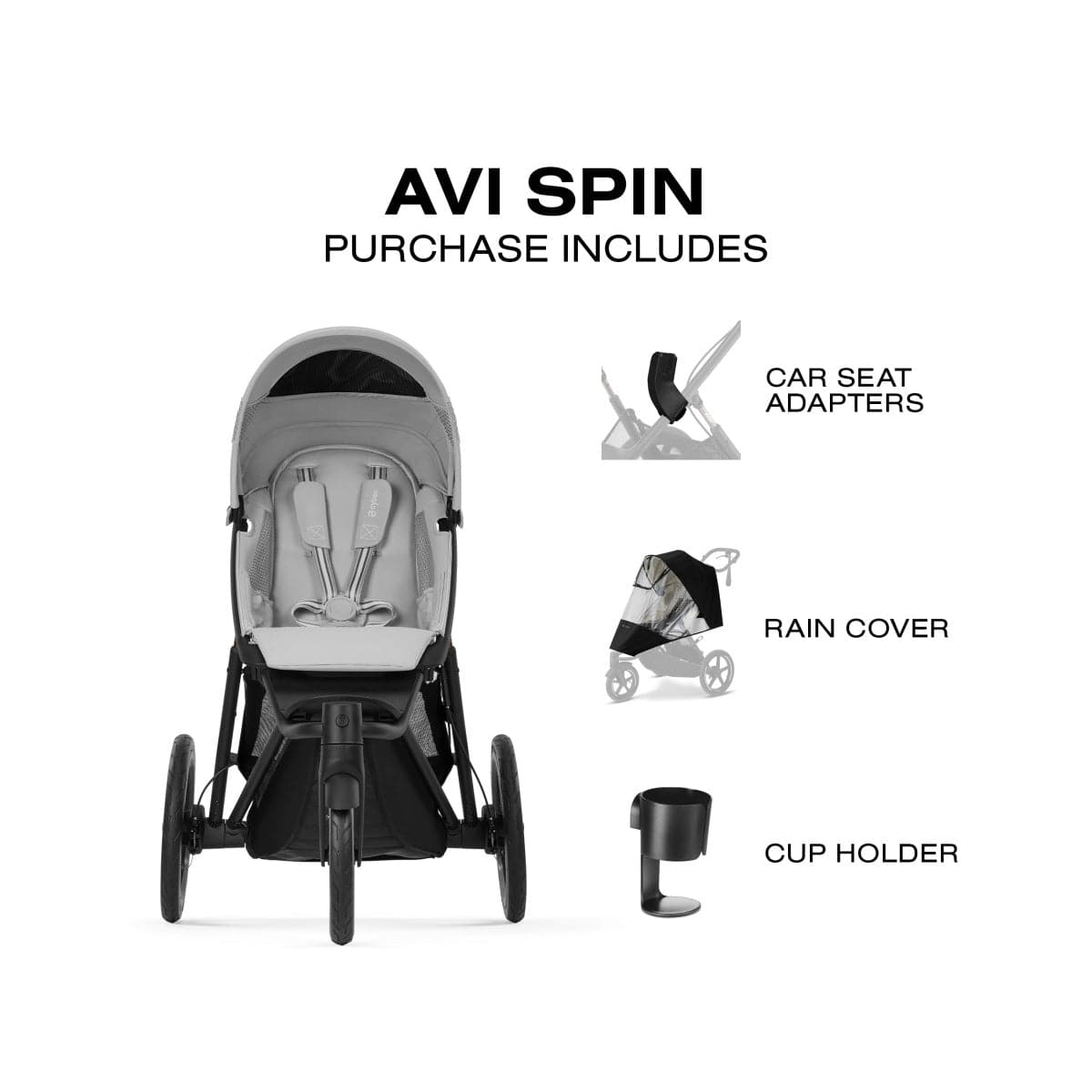 Cybex Avi Spin Jogging Stroller - Fog Grey - 524000623