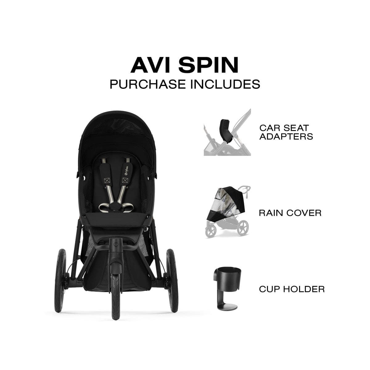 Cybex Avi Spin Jogging Stroller - Moon Black - 524000615