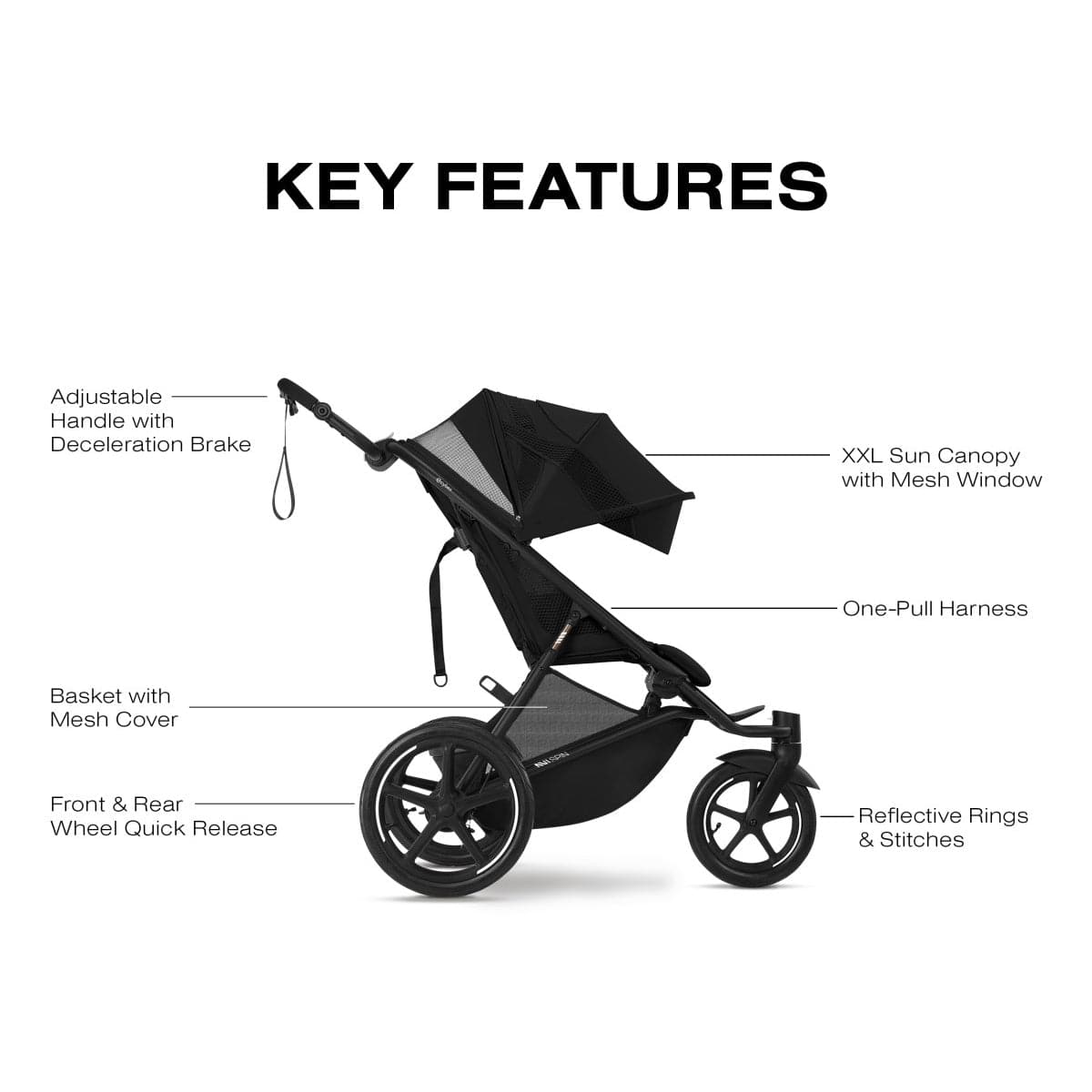 Cybex Avi Spin Jogging Stroller - Moon Black - 524000615