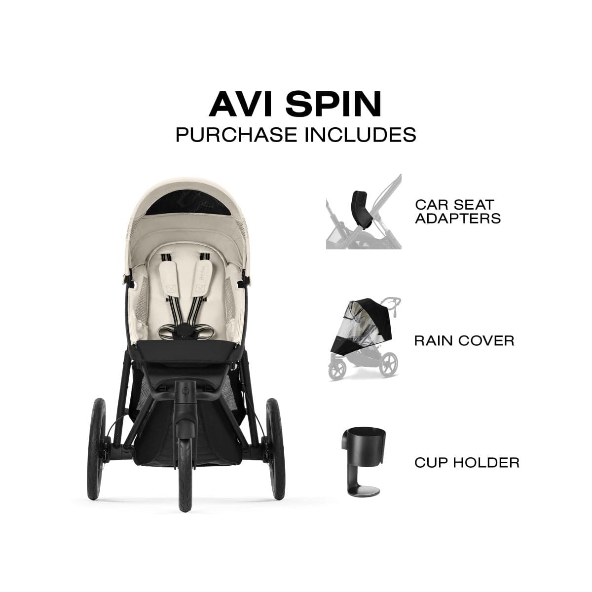 Cybex Avi Spin Jogging Stroller - Seashell Beige - 524000749