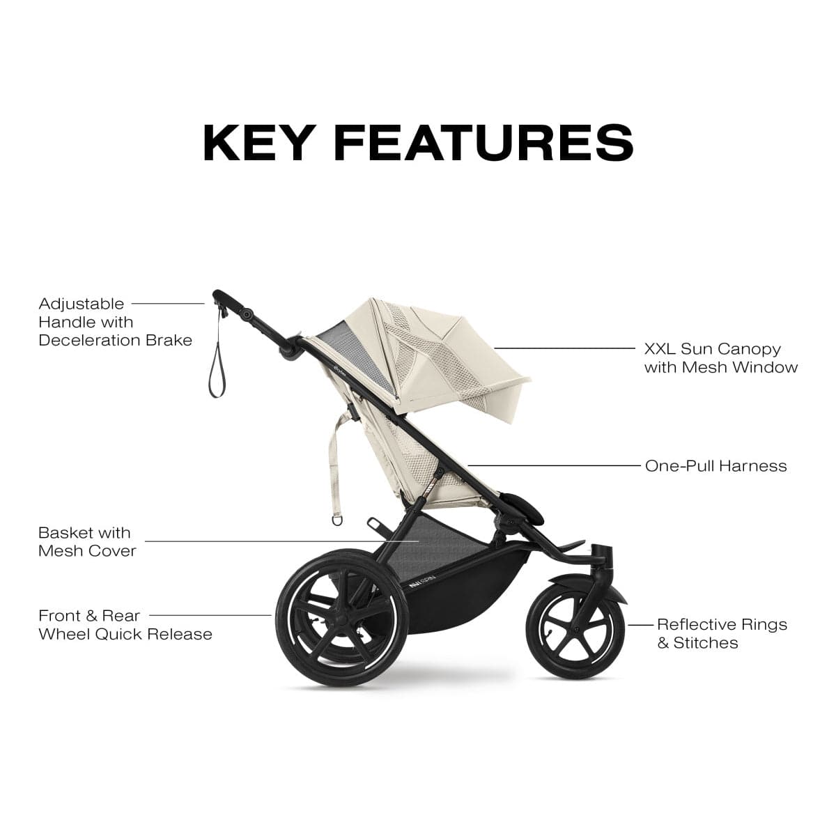 Cybex Avi Spin Jogging Stroller - Seashell Beige - 524000749