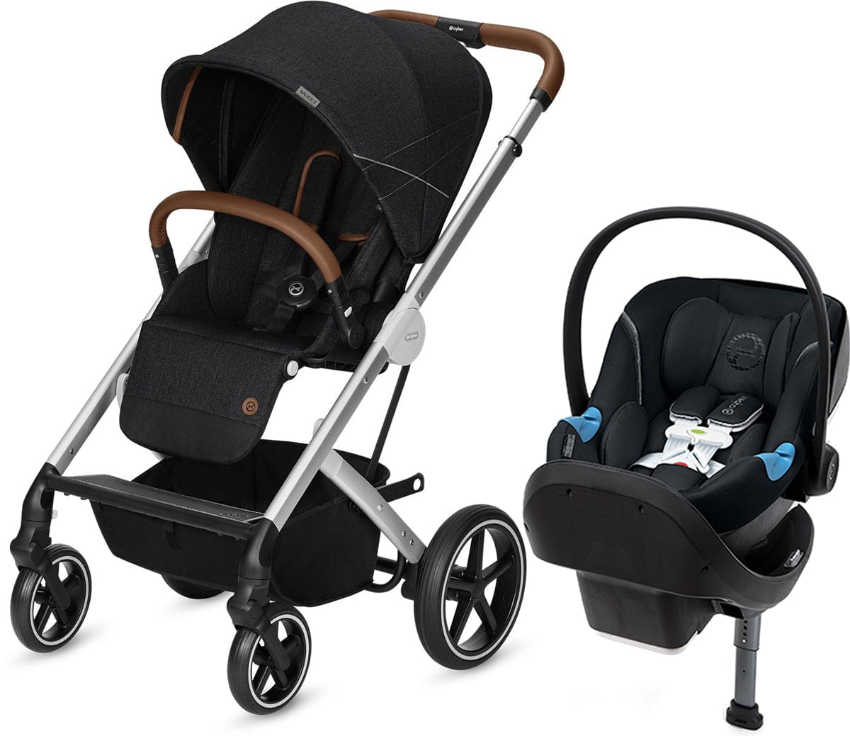 Cybex Balios S + Aton M SensorSafe Travel System - Denim Lavastone Black