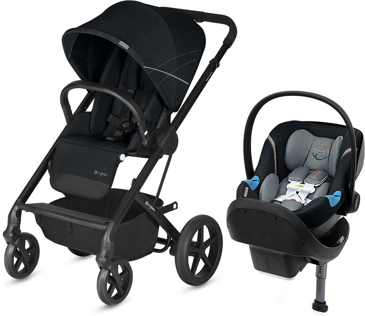 Cybex Balios S + Aton M SensorSafe Travel System - Lavastone Black/Pepper Black - 519004581