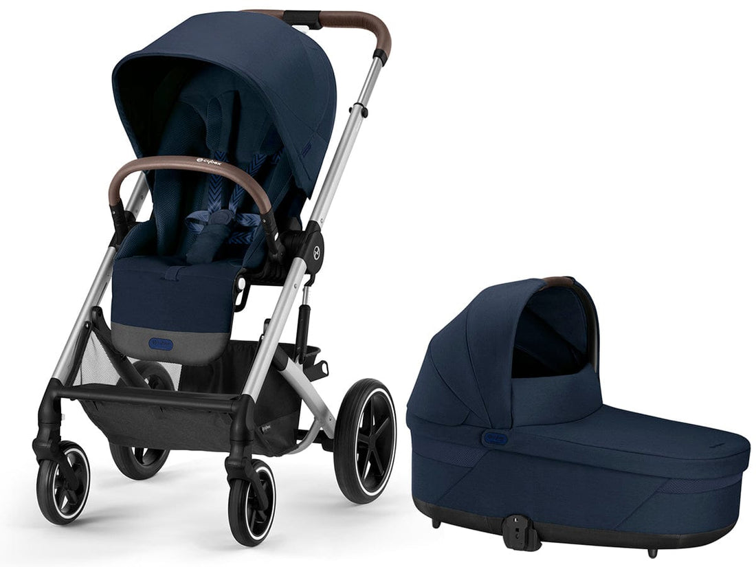 Cybex Balios S Lux 2 Stroller + Cot S Lux 2 Bundle - Silver Frame / Ocean Blue - 522004809-522004811