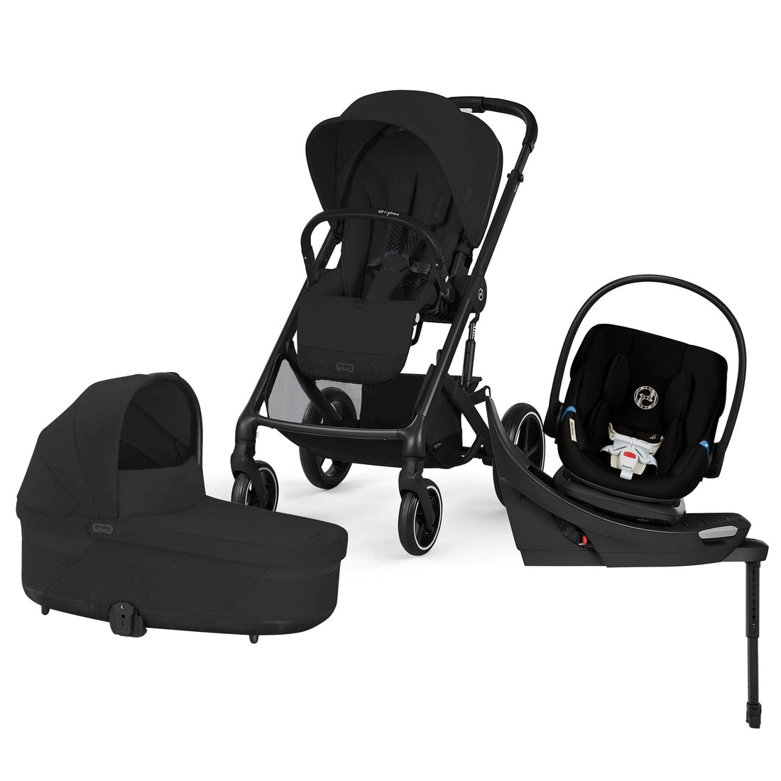 Cybex Balios S Lux + Cot + Aton G2 Swivel Travel System Bundle - Moon Black - 524001177-522002347-524002351