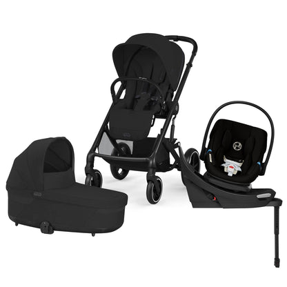 Cybex Balios S Lux + Cot + Aton G2 Swivel Travel System Bundle - Moon Black - 524001177-522002347-524002351