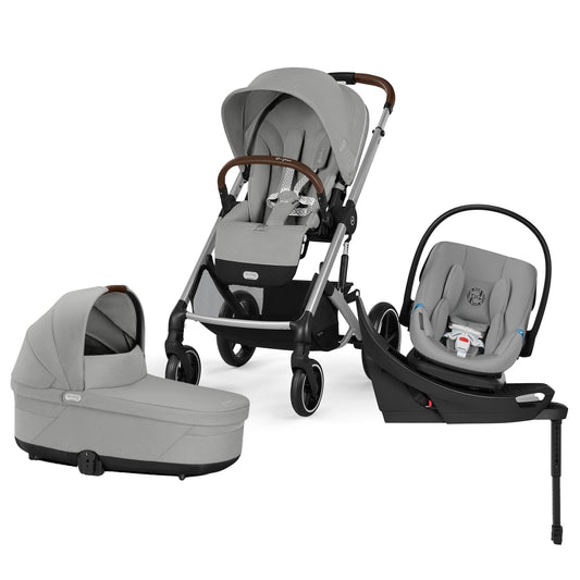 Cybex Balios S Lux + Cot + Aton G2 Swivel Travel System Bundle - Stone Grey - 524001185-524001347-524002353