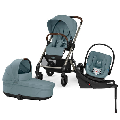 Cybex Balios S Lux + Cot + Aton G2 Swivel Travel System Bundle - Stormy Blue - 524001201-524001355-524002357