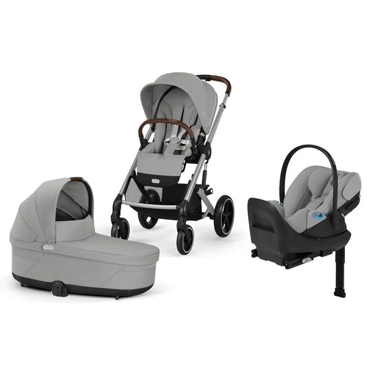 Cybex Balios S Lux + Cot + Cloud G Pro Travel System Bundle - Stone Grey - 524001185-524001347-525000601