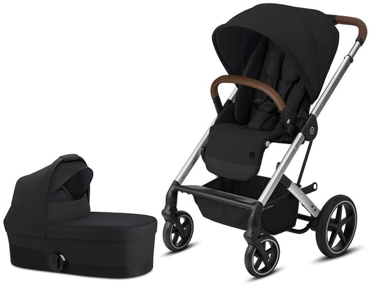 Cybex Balios S Lux Full Size Stroller + Cot S Bassinet Bundle - Deep Black - 520004359-521001471