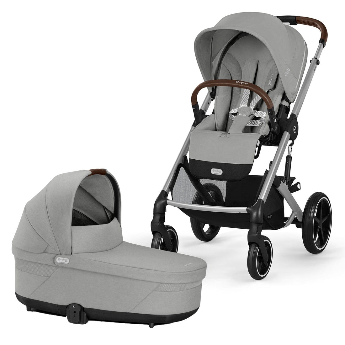 Cybex Balios S Lux Stroller + Cot Bundle - Stone Grey - 524001185-524001347